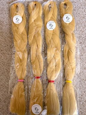 4 Packs Blonde Henlon Braiding Hair Bundles – Non-Toxic synthetic